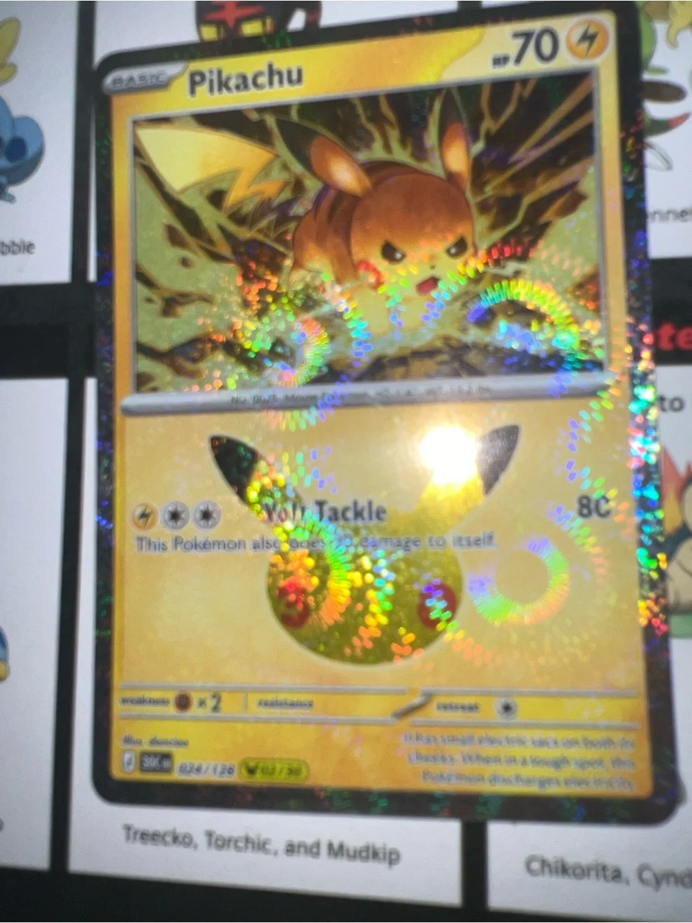 Pokemon Pikachu Holographic Card — Yellow and Gold Foil